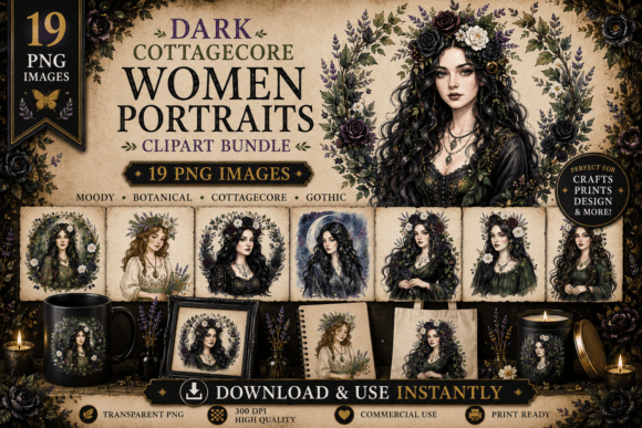 Download Dark Cottagecore Women Portraits PNG - Premium Resources