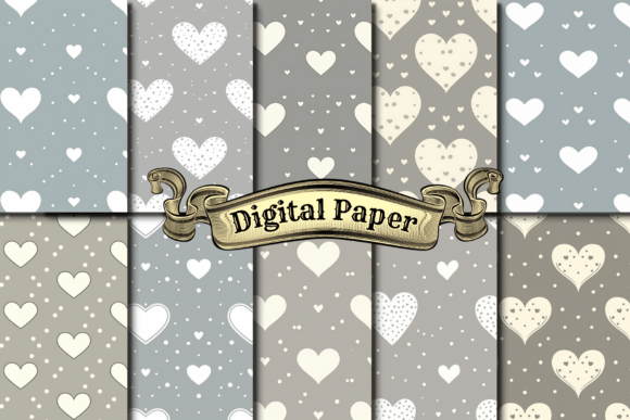 Download Vintage Valentine Hearts Digital Paper - Premium Bundle