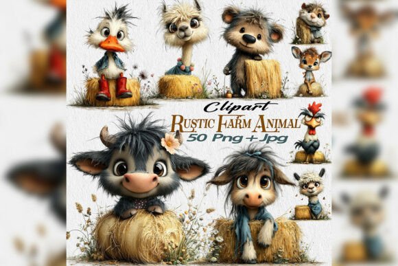 Download Rustic Farm Animal Clipart Bundle PNG - Farm animal clipart Collection