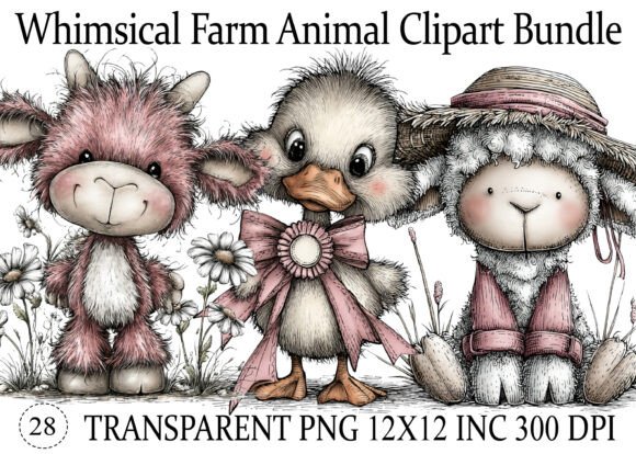 Download Whimsical Farm Animal Clipart Bundle - Premium Resources