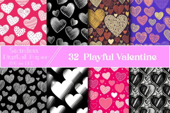 Download Playful Valentine Seamless Pattern - Playful valentine Collection