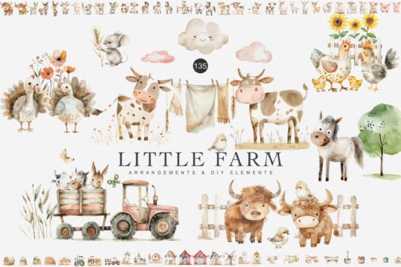 Download Huge Set Watercolor Farm Animal Clipart - Farm animal clipart Collection
