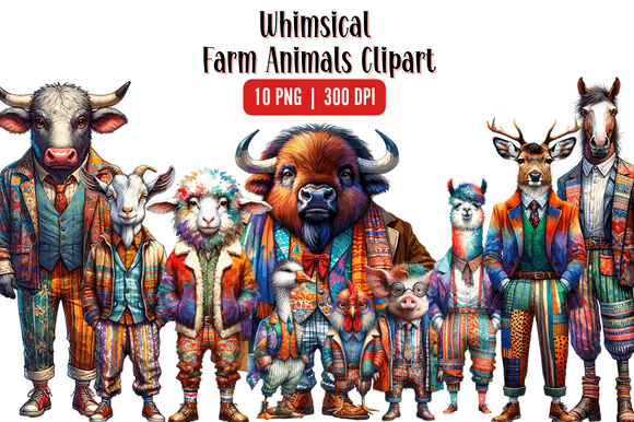 Download Watercolor Whimsical Farm Animal Clipart - Farm animal clipart Collection